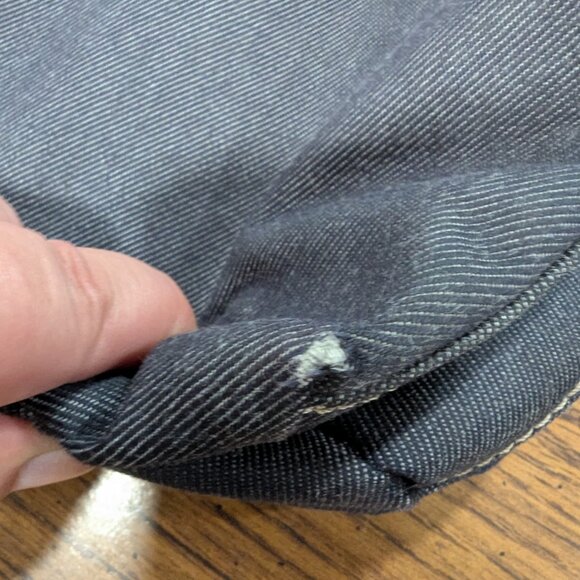 Fossil No. 54 Vintage Y2K Blue Denim Brown Leather Trim Small Tote Handbag Purse - Picture 6 of 11